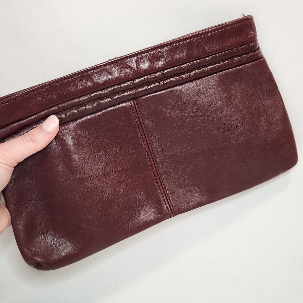 Antonia Designs Vintage Burgundy Genuine Leather Zip Top‎ Clutch Bag 11x6